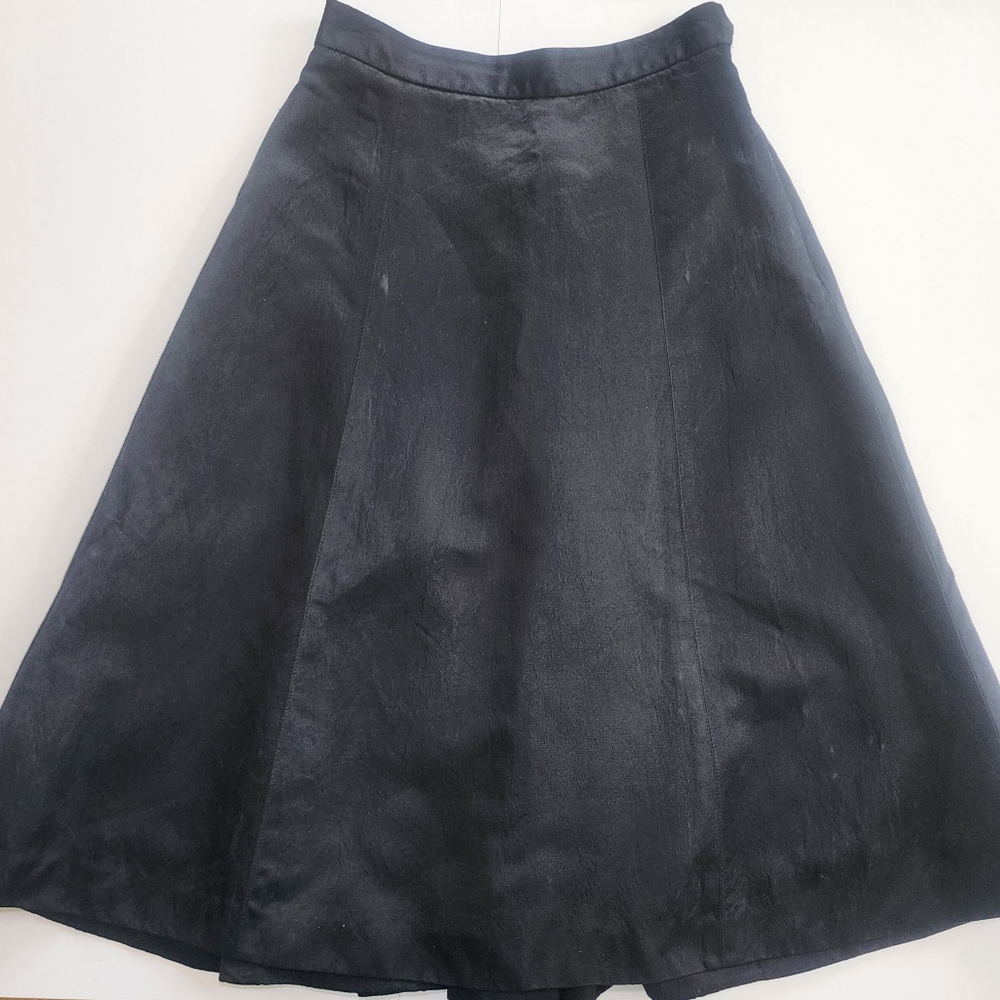 Richard Tyler Skirt A-Line Size 4 Black Silk Vintage